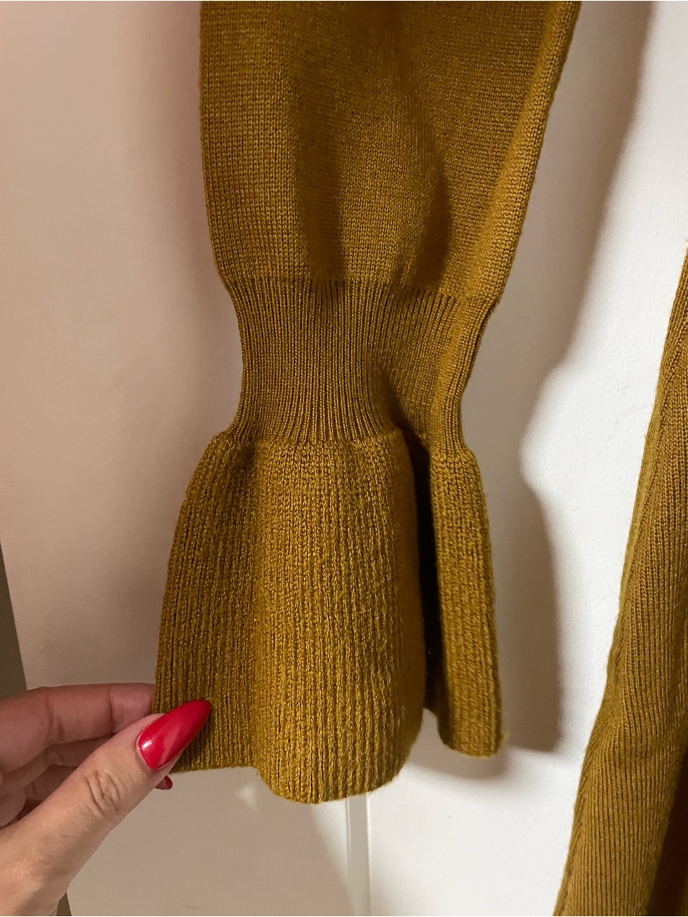 NWT Wilfred Carre Knit Wool Dress Tamarind Mockneck Bell Sleeves Size Large - Picture 6 of 8